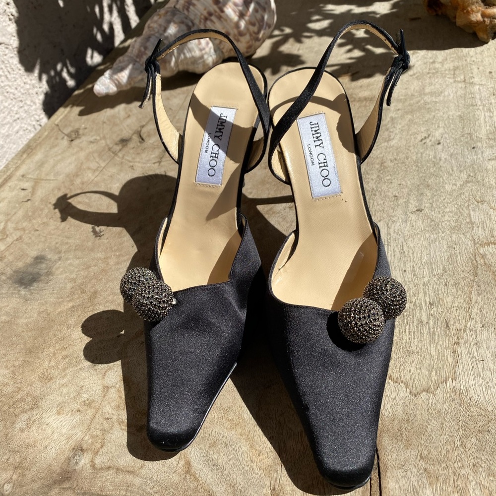 Vintage Jimmy Choo Embellished Slingback Heels